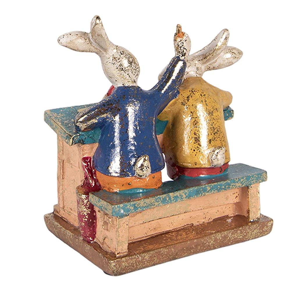 Decoration Statue Rabbit 11x7x11 cm White Plastic by Clayre & Eef.