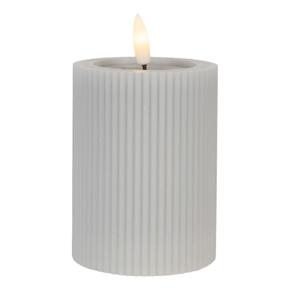 LED candle Ø 8x13 cm gray wax by Clayre & Eef.