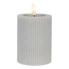 LED candle Ø 8x13 cm gray wax by Clayre & Eef.