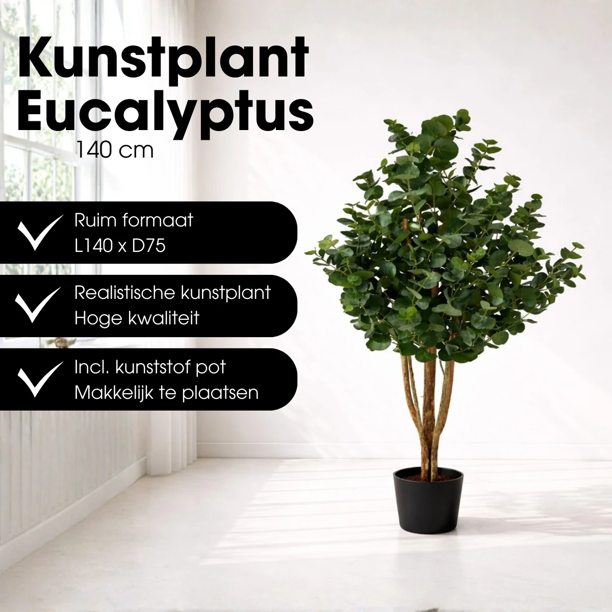 Artificial plant Eucalyptus tree Green by Mica Decorations
