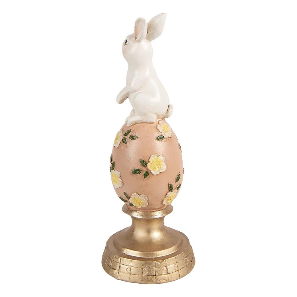 Decoration Statue Rabbit Ø 10x26 cm White Plastic by Clayre & Eef.