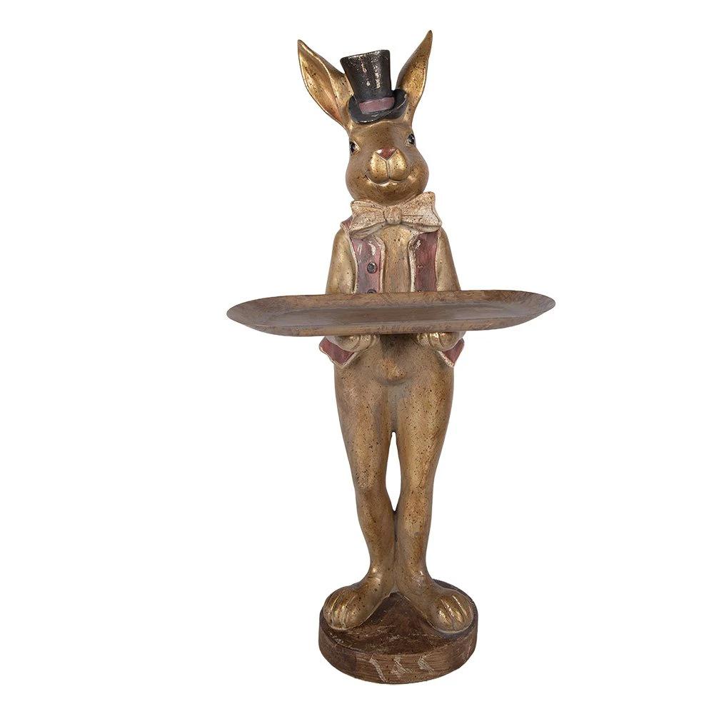 Decoration Statue Rabbit 19x15x52 cm Brown Plastic by Clayre & Eef.