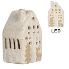Decoration house with LED 6x5x10 cm Beige ceramics by Clayre & Eef.