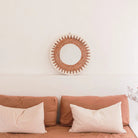 Round Boho Mirror 60 cm | Handmade Woven Wall Mirror AWAN | Wall Decoration with Pattern made of Cotton Cords by Soeji