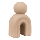 Candle Holder - Stoneware, Brown - 10.5x6.5x17 cm by EMIRELLE