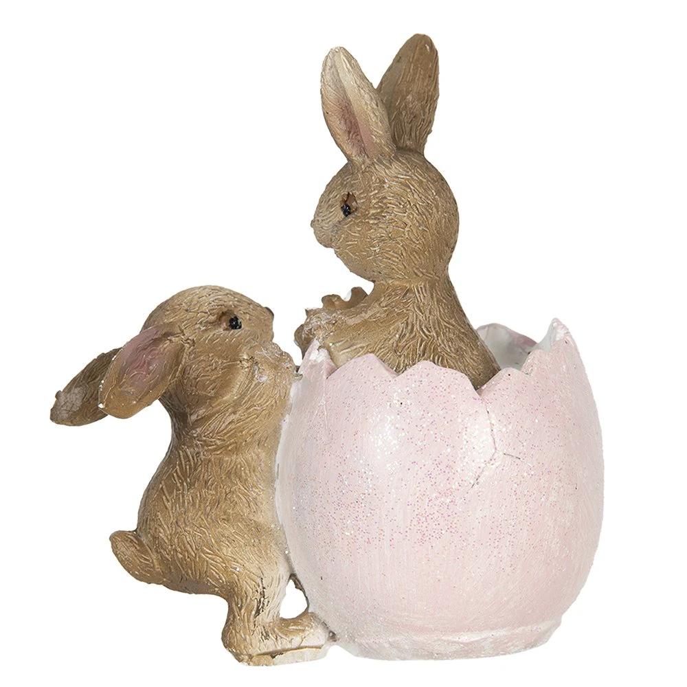 Bild: Kaninchen 10 cm braun-rosa aus Kunststoff, Wohnaccessoires von Clayre & Eef.
