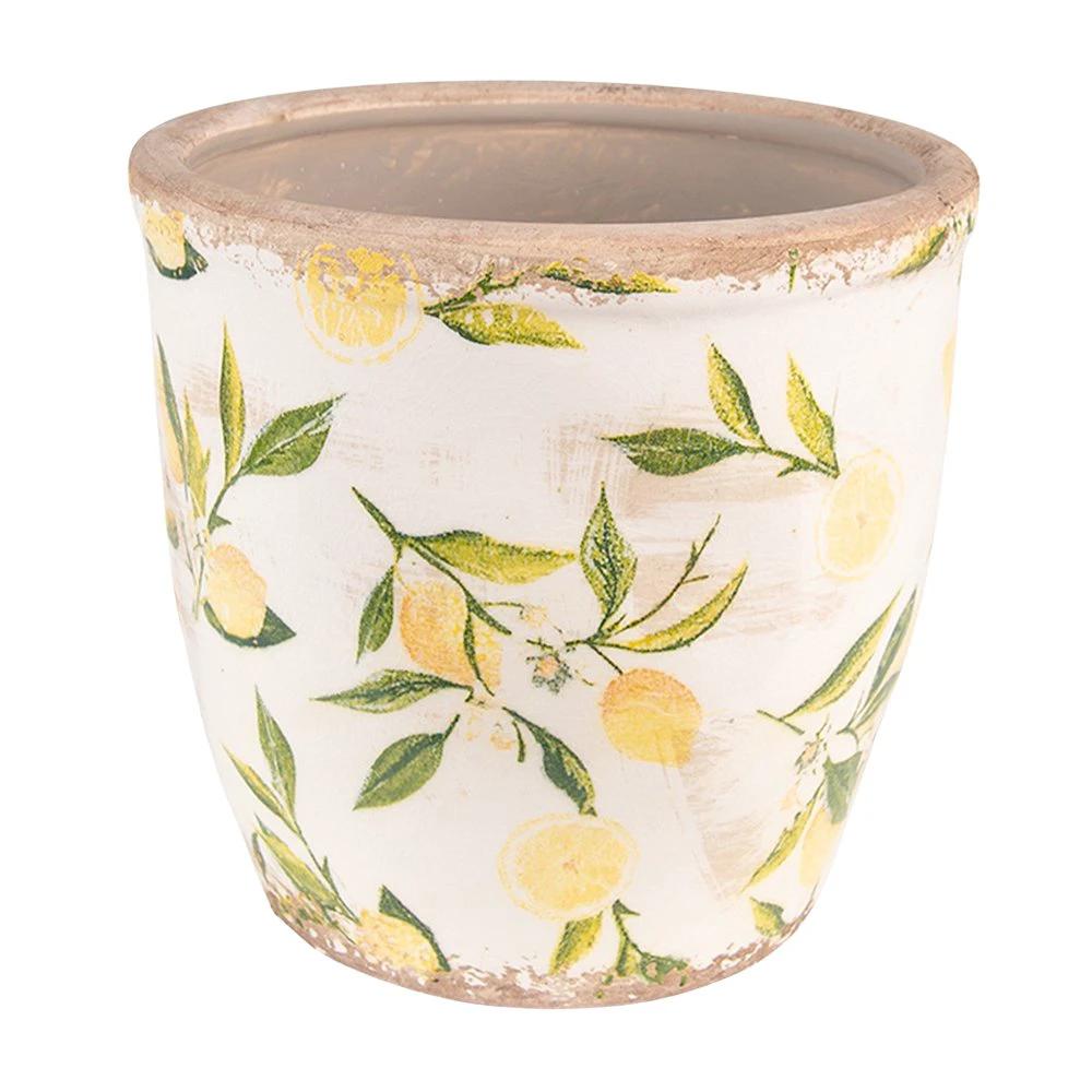 Blumentopf Ø 17x16 cm Gelb Keramik-Zitronen-Blumentopf für den Innenbereich von Clayre & Eef.