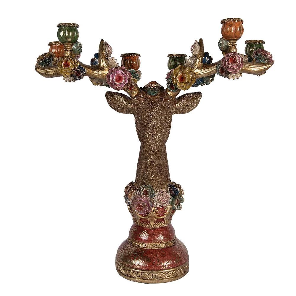 Candlestick Heart 51x21x50 cm Brown Plastic by Clayre & Eef.