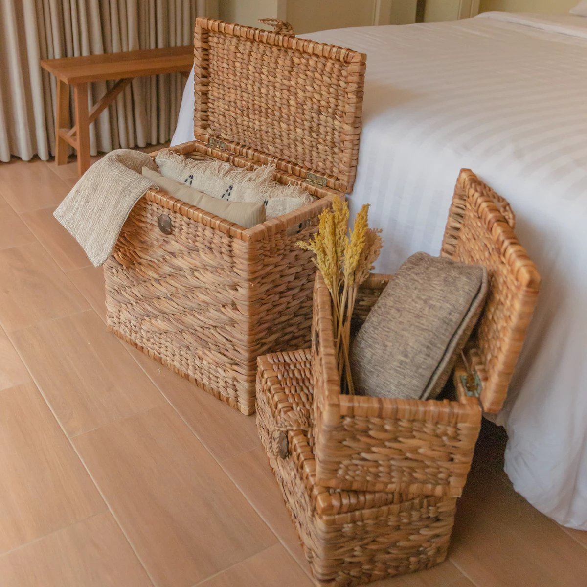Trunk Basket | Laundry Basket with Lid KELANA made from Water Hyacinth (2 sizes) by Soeji