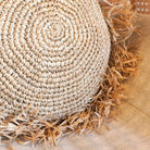 Round Boho Cushion with Fringes Decorative Cushion Ø40/50 cm Throw Pillow made from Raffia Sofa Cushion with Filling TARAKAN beige by Soeji
