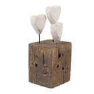 Dekorationsfigur Herzen 7x6x15 cm Weiß Braun Holz von Clayre & Eef.