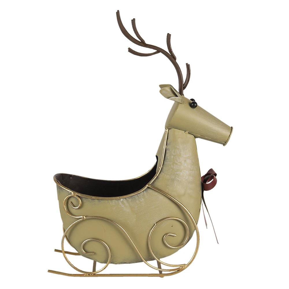 Plant holder sleigh with reindeer 33x17x44 cm by Clayre & Eef.