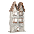 Tea light holder house 30x13x54 cm gray metal by Clayre & Eef.