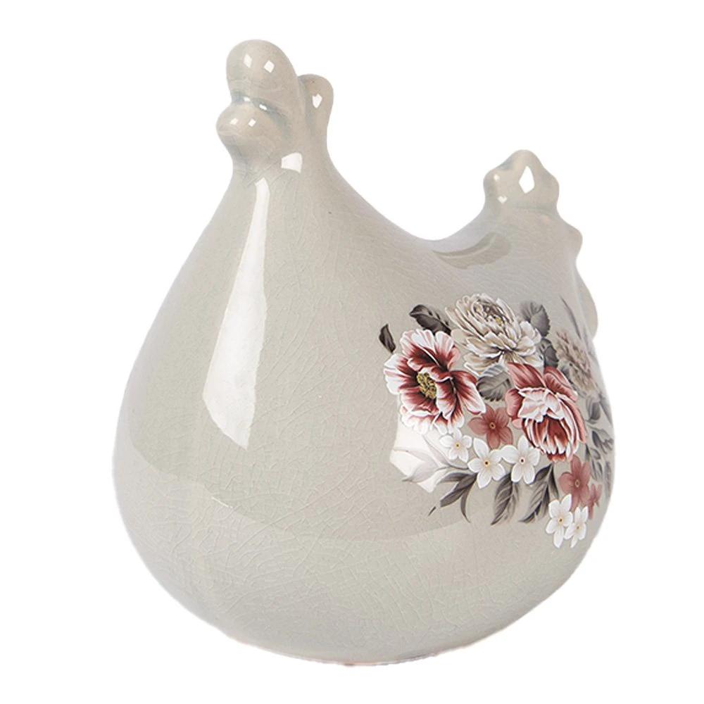 Decoration Statue Chicken 12x11x13 cm Gray Ceramic by Clayre & Eef.