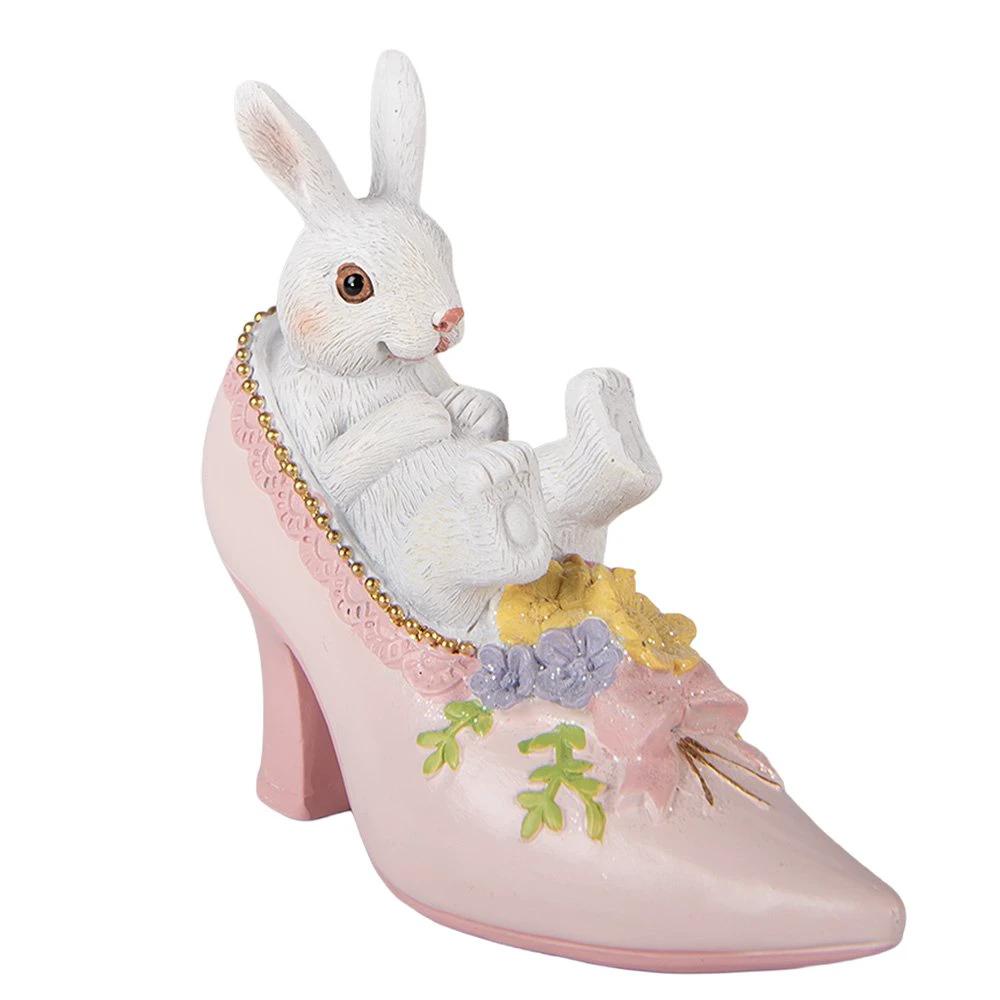 Decoration Statue Rabbit 13x5x12 cm White Plastic by Clayre & Eef.