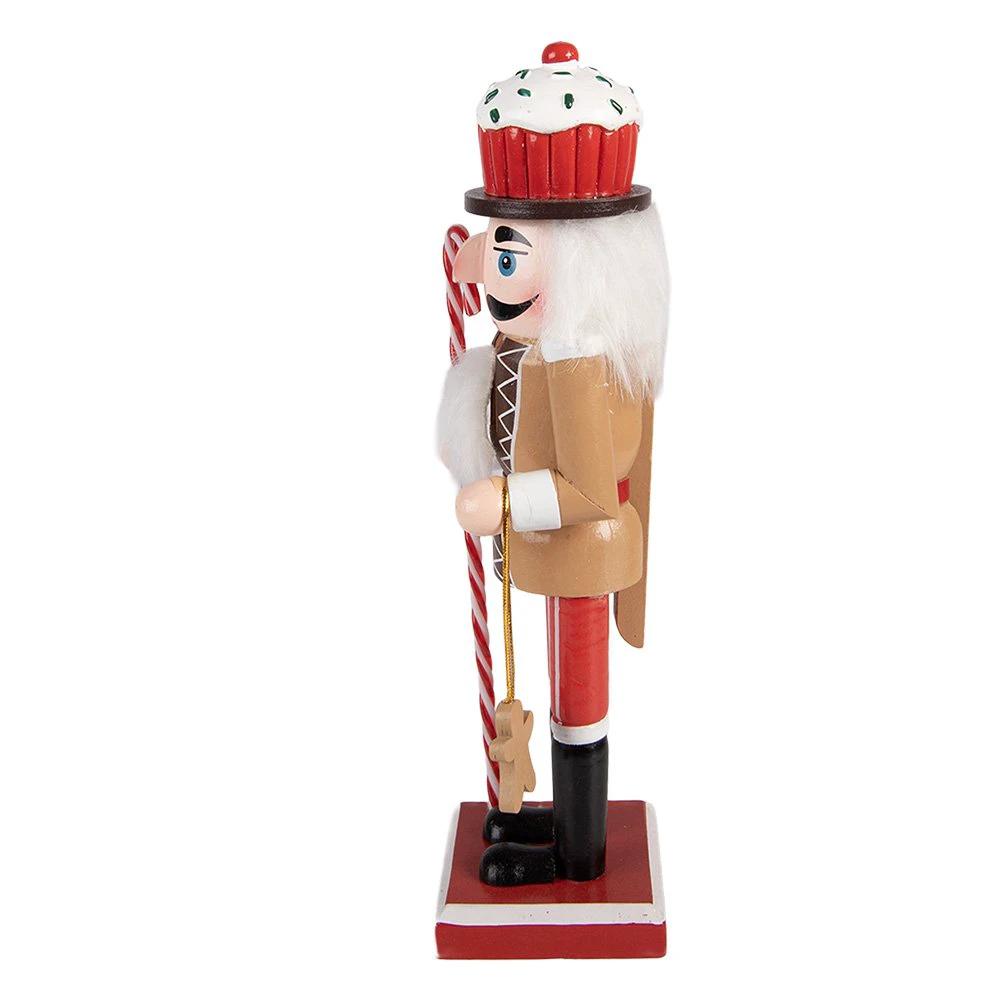 Weihnachtsdekoration Statue Nussknacker 8x7x25 cm Braunes Holz von Clayre & Eef.