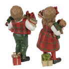 Decoration Statue Children set of 2 / 13 cm Red Green Polyresin Christmas decoration by Clayre & Eef.
