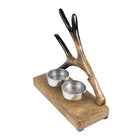 Tealight holder 17 cm brown wood antlers Tea light holder by Clayre & Eef.