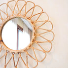 Small Rattan Mirror 38 cm Handmade Boho Wall Mirror DANAU Wall Decoration Round Mirror Decorative Mirror by Soeji
