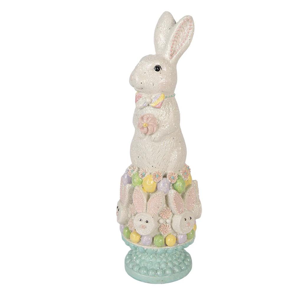 Decoration Statue Rabbit 12x11x34 cm White Plastic by Clayre & Eef.