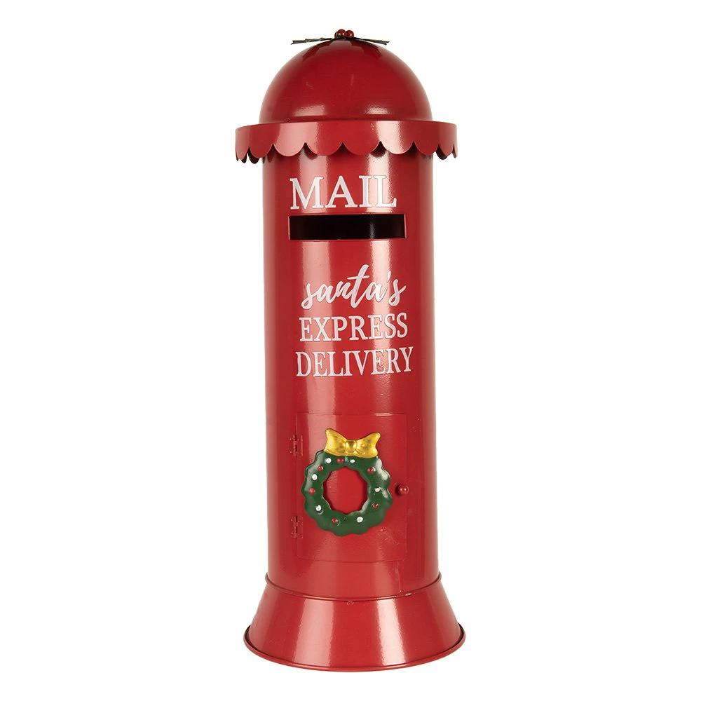 Christmas decoration letterbox Ø 19x52 cm red metal by Clayre & Eef.