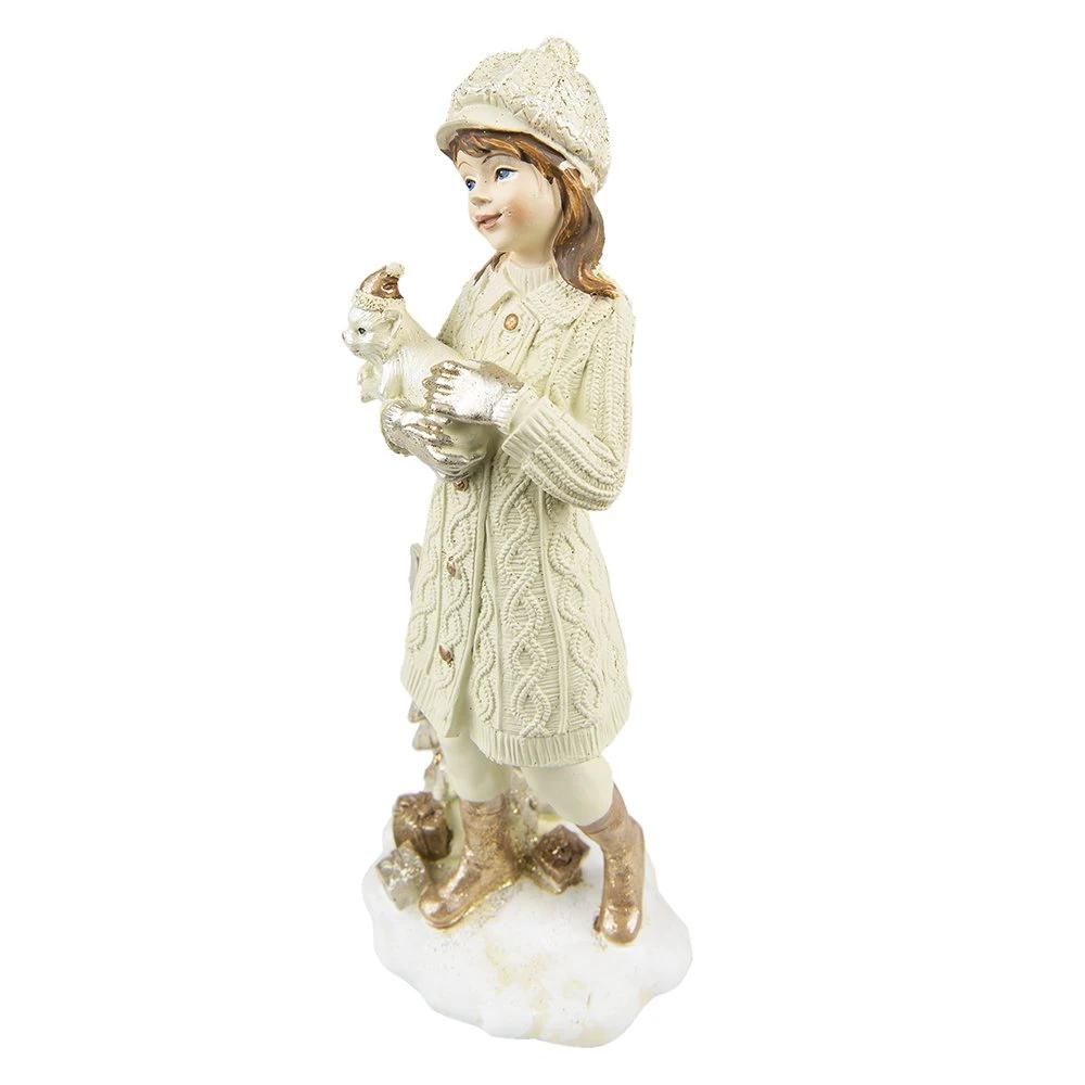 Bildset mit 2 Kindern, 22 cm, Beige, Polyresin von Clayre & Eef.