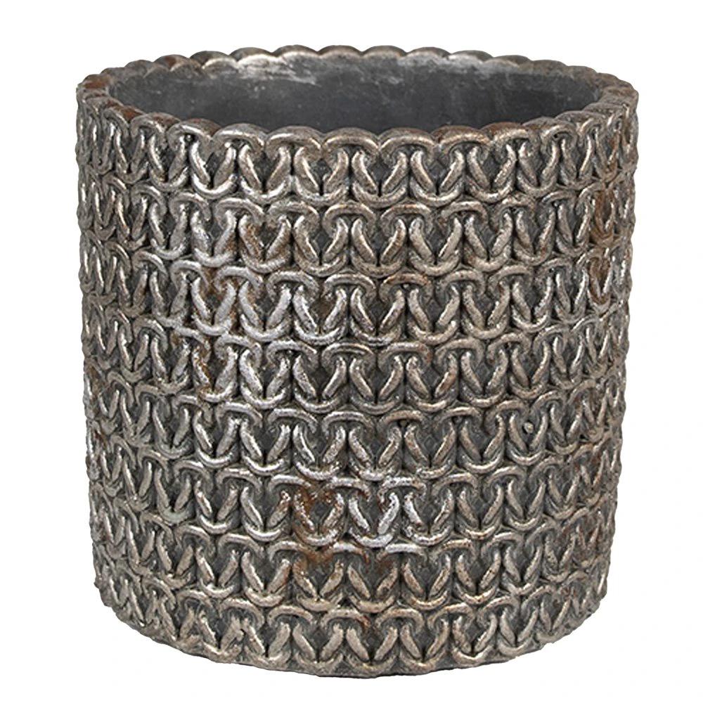 Flower Pot Indoor Ø 15x14 cm Gray Stone Plant Pot by Clayre & Eef.