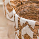 Laundry Basket Plant Basket Large Storage Basket Round NASARI Made of Banana Fibre with a Macrame Pattern made of Cotton by Soeji