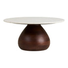 Heide Coffee table, mango wood/marble, dark brown/white, ø70x35 cm by EMIRELLE