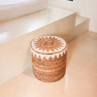 Laundry Basket with Lid Handwoven from Banana Fibre EMPAT Large Decorative Hamper Basket with white Cotton Macrame (2 sizes) by Soeji