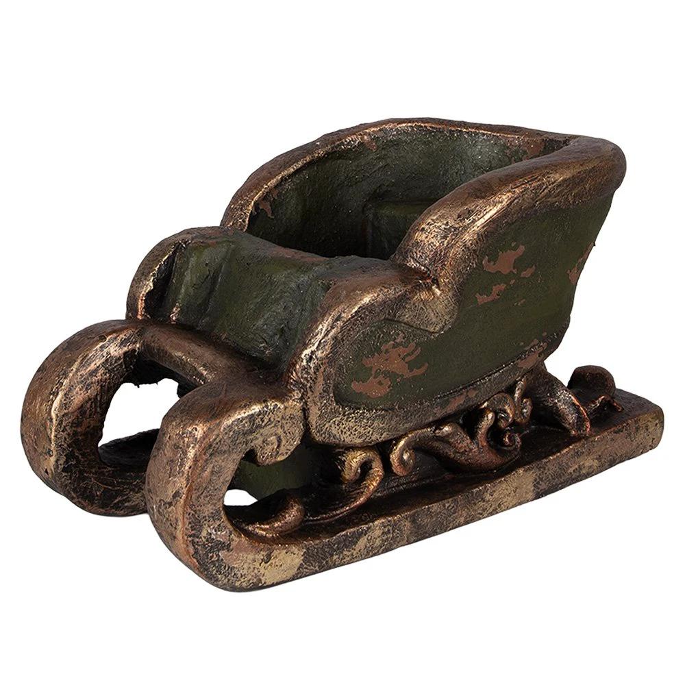 Christmas Decoration Sculpture Sleigh 35x23x21 cm Green Ceramic by Clayre & Eef.