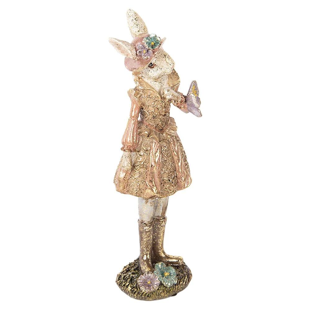Dekorationsbild Hase 26 cm beige goldfarbenes Kunststoff von Clayre & Eef.