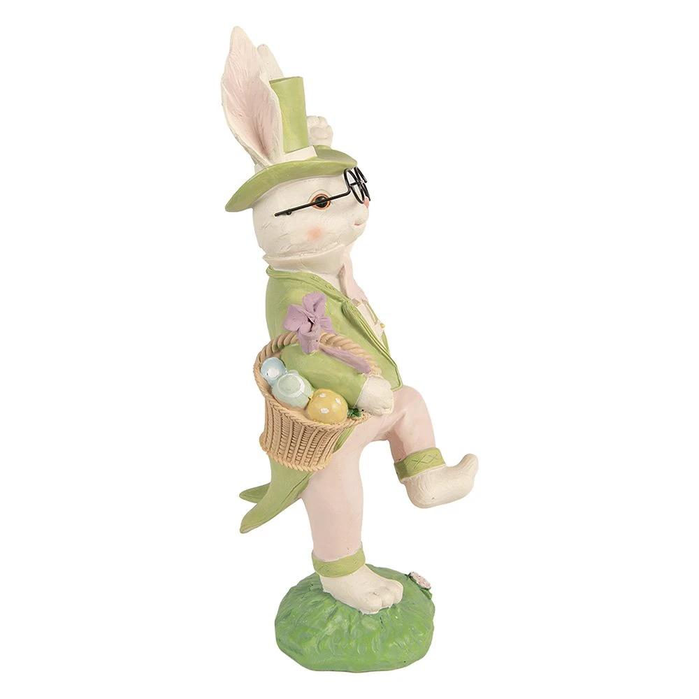 Decoration Statue Rabbit 19x15x36 cm White Plastic by Clayre & Eef.