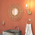 Round Rattan Mirror 58 cm | Handmade Boho Wall Mirror PUTUK by Soeji