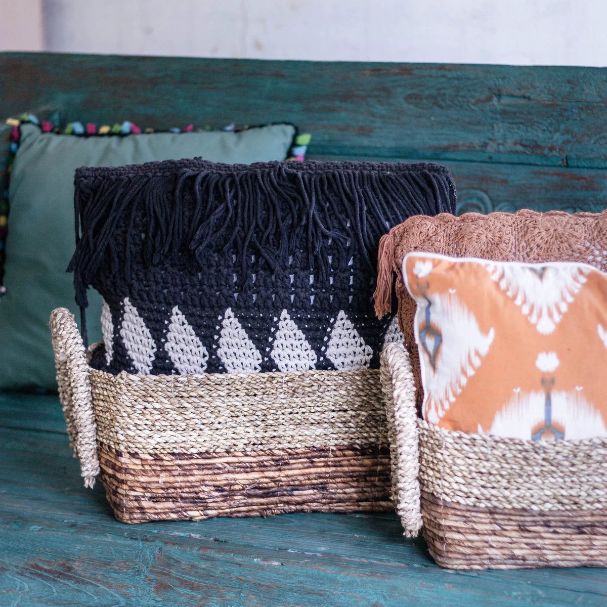 Storage Basket | Decorative Basket KAPAUKU made from Banana Fibre & Seagrass (2 sizes) by Soeji