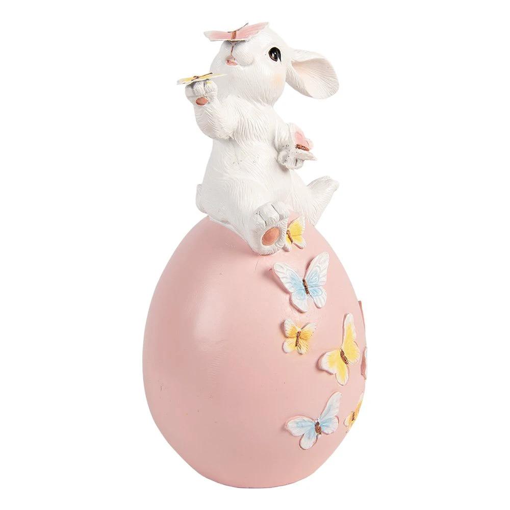 Decoration Statue Rabbit 16x15x29 cm White Plastic by Clayre & Eef.