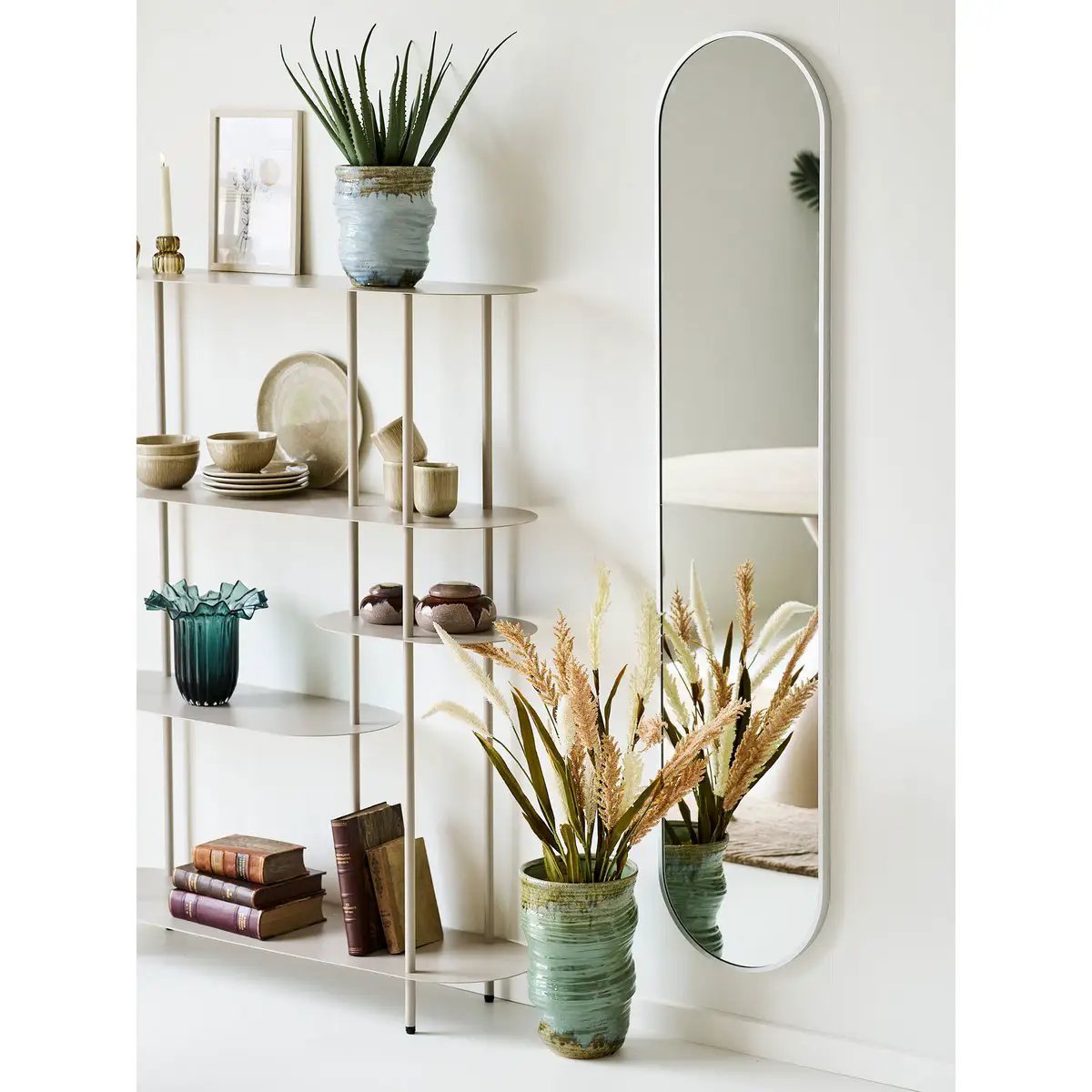 Hennetved Mirror, aluminium, silver, 35x170 cm by EMIRELLE