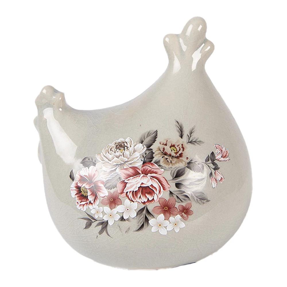 Decoration Statue Chicken 12x11x13 cm Gray Ceramic by Clayre & Eef.