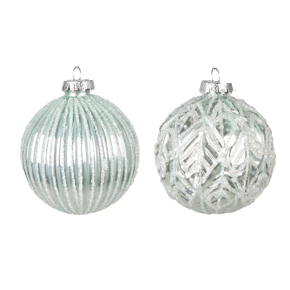Christmas ball set of 2 Ø 8 cm green glass Christmas decoration by Clayre & Eef.