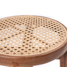 Wooden Stool CARAMIN made of Trembesi with a Seating Surface from Woven Rattan by Soeji