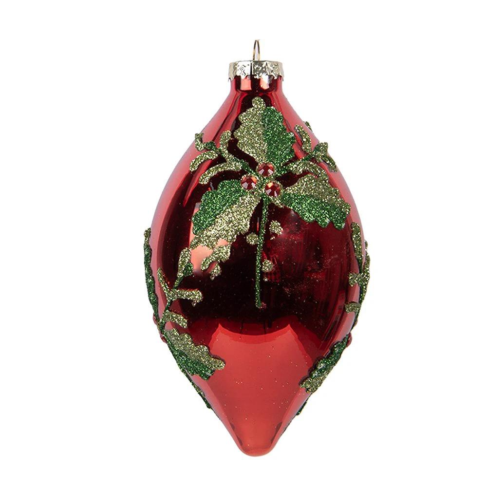 Weihnachtskugel Ø 8x15 cm aus rotem Glas von Clayre & Eef.