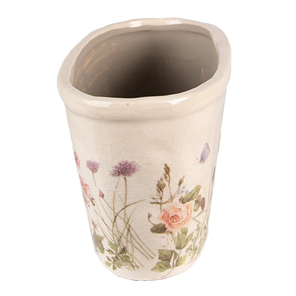 Blumentopf 27x13x14 cm Rosa Beige Keramik Blumen Blumentopf für Innenräume von Clayre & Eef.