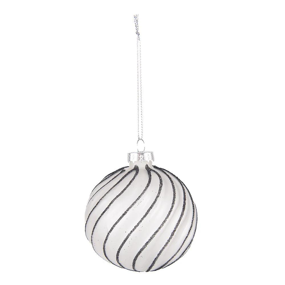 Weihnachtskugel-Set aus 4 Stück Ø 8 cm schwarz-grau aus Glas, Weihnachtsdekoration von Clayre & Eef.