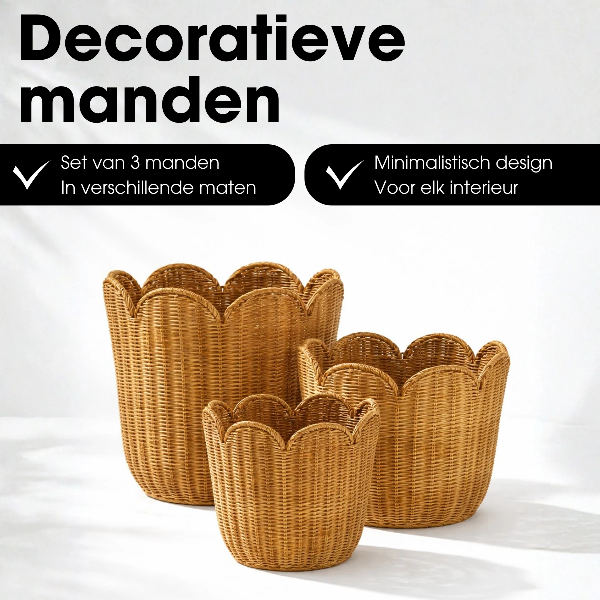 Storage basket set Eleta Light brown by Mica Decorations
