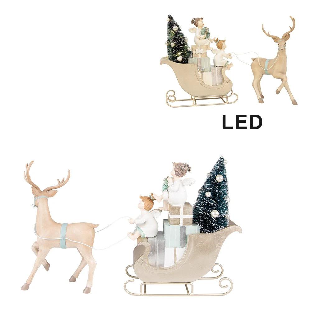 Dekorationsschlitten mit Rentier-LED 36x10x26 cm / 2xAAA von Clayre & Eef.
