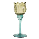 Tea light holder Ø 7x19 cm Green glass by Clayre & Eef.