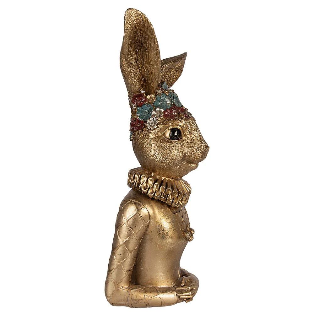 Decoration Statue Rabbit 27x17x51 cm Gold-colored Plastic by Clayre & Eef.