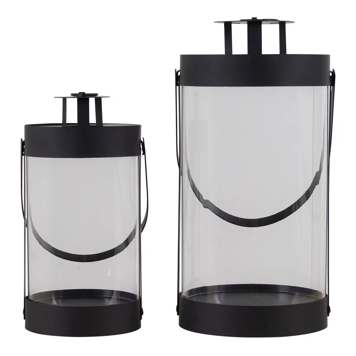 Bondi Lanterns - Black, Steel/Glass - Set of 2 by EMIRELLE