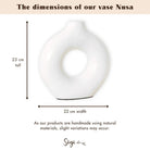 Ring-shaped Vase White – Clay Vase Handmade – Small Boho Vase – Vase for Dried Flowers – Decorative Vase for Windowsill, Shelf or Table NUSA by Soeji