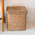 Large Laundry Basket with Lid – Decorative Woven Brown Basket – Rectangular Laundry Hamper – Boho Basket Handmade from Water Hyacinth SEMERU by Soeji